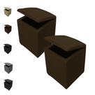 Kit 2 Pufs Puff Cubo Bau Quadrado Decorativo porta brinquedos suede