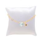 Kit 2 Pulseira Madrinha Azul Claro Folheada e Almofadinha