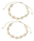 Kit 2 Pulseira Tornozeleira de Búzios Conchas de Praia Naturais Fashion Moda Verão
