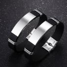 KIT 2 Pulseiras Casal Aço Inox e Silicone Preto Ajustável