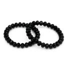 Kit 2 Pulseiras com Cristal Preto e Silicone 8 mm