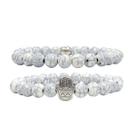 Kit 2 Pulseiras de Bolinha Masculina Mão De Fátima Branco Rajado