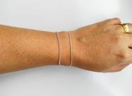 Kit 2 Pulseiras Femininas Elo Português e Rabo de Rato Maciça De Prata 925