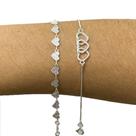 Kit 2 Pulseiras Femininas Folheadas a Prata 925 Corações