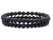 Kit 2 Pulseiras Pedra Natural Lava Vulcanica e Pedras Natural Ônix Fosca