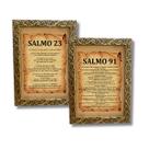 Kit 2 Quadro Salmo 91 e 23 Bíblico Moldura Resinada Com Vidro