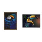 Kit 2 Quadros 60cm X 80cm Animal Papagaio e Tucano Tropical Artes