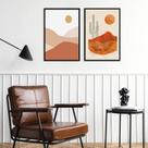Kit 2 Quadros Abstratos Cacto Deserto 45x34cm