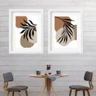 Kit 2 Quadros Abstratos Com Folhas - 60x48cm Kit 2 Quadros Abstratos Com Folhas - 60x48cm