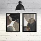 Kit 2 Quadros Abstratos Versáteis Neutros 45x34cm - com vidro Kit 2 Quadros Abstratos Versáteis Neutros 45x34cm - com vidro