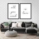 Kit 2 Quadros All You Need is Love 24x18cm - com vidro Kit 2 Quadros All You Need is Love 24x18cm - com vidro