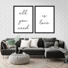 Kit 2 Quadros All You Need is Love 24x18cm