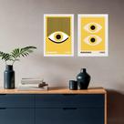 Kit 2 Quadros Arte Bauhaus Olhos Preto e Amarelo 45x34cm - com vidro Kit 2 Quadros Arte Bauhaus Olhos Preto e Amarelo 45x34cm - com vidro