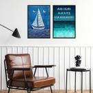 Kit 2 Quadros Arte Nautica - Barcos 45x34cm