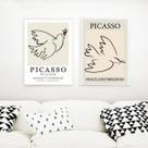 Kit 2 Quadros Arte Picasso Pomba da Paz 33x24cm