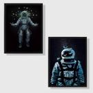 Kit 2 Quadros Astronautas Com Borboletas 24x18cm Kit 2 Quadros Astronautas Com Borboletas 24x18cm