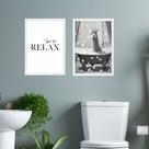 Kit 2 Quadros Banheiro Lhama - Time To Relax 45x34cm