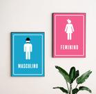 Kit 2 Quadros Banheiro Toalete Feminino Masculino 20x28cm
