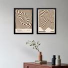 Kit 2 Quadros Bauhaus Ondas Marrom e Bege 45x34cm - com vidro Kit 2 Quadros Bauhaus Ondas Marrom e Bege 45x34cm - com vidro