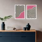 Kit 2 Quadros Bauhaus Rosa e Preto - Curvas 45x34cm Kit 2 Quadros Bauhaus Rosa e Preto - Curvas 45x34cm