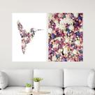 Kit 2 Quadros Beija-Flor Com Flores 33x24cm Kit 2 Quadros Beija-Flor Com Flores 33x24cm