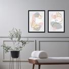 Kit 2 Quadros Borboletas Abstratas Rosa e Cinza 45x34cm