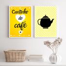 Kit 2 Quadros Cantinho Do Café Amarelinho 45x34cm - com vidro