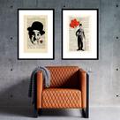 Kit 2 Quadros Charlie Chaplin - 60x48cm