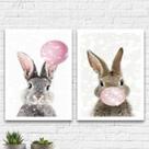 Kit 2 Quadros Coelhos Shine Rabbit 33x24cm Kit 2 Quadros Coelhos Shine Rabbit 33x24cm