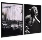 Kit 2 Quadros Contemporâneos Pretos 45x34cm