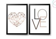 Kit 2 quadros Coração Geométrico e Love
