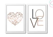 Kit 2 quadros Coração Geométrico e Love Kit 2 quadros Coração Geométrico e Love