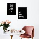 Kit 2 Quadros Cozinha Café e Fé 33x24cm - com vidro