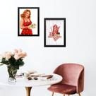 Kit 2 Quadros Cozinha Retrô Pin Up Vermelha 24x18cm Kit 2 Quadros Cozinha Retrô Pin Up Vermelha 24x18cm