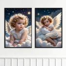 Kit 2 Quadros Criança Anjo 33x24cm - com vidro Kit 2 Quadros Criança Anjo 33x24cm - com vidro