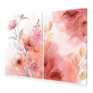 Kit 2 Quadros Decoração Arte Floral Coral Rosé Canvas 60x40