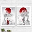 Kit 2 Quadros Decorativos Arte Japonesa 24x18cm - com vidro Kit 2 Quadros Decorativos Arte Japonesa 24x18cm - com vidro