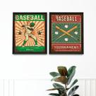 Kit 2 Quadros Decorativos Baseball Retrô 24x18cm