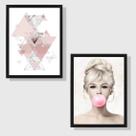 Kit 2 Quadros Decorativos Brigitte Bardot 45x34cm - com vidro