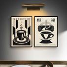 Kit 2 Quadros Decorativos Café - Art Deco 33x24cm - com vidro