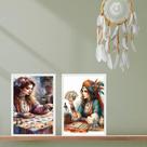 Kit 2 Quadros Decorativos Cigana Cartomante 33x24cm - com vidro