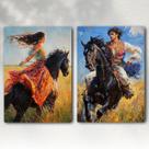 Kit 2 Quadros Decorativos Ciganos Cavalgada Umbanda Decoração Cigana e Cigano Exclusivo