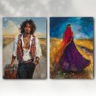 Kit 2 Quadros Decorativos Ciganos Despedida Umbanda Decoração Cigana e Cigano