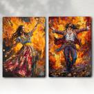 Kit 2 Quadros Decorativos Ciganos Fogo Sagrado Umbanda Cigana e Cigano