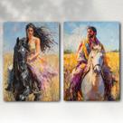 Kit 2 Quadros Decorativos Ciganos no Cavalo Umbanda Decoração Cigana e Cigano Exclusivo