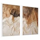 Kit 2 Quadros Decorativos Escandinavo Boho Abstrato Suave Suave Moldura Vidro Quarto Sala Escritório Duo 40x60