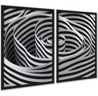 Kit 2 Quadros Decorativos Espiral Listras Branco Preto 33x24cm - com vidro