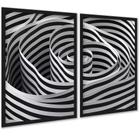 Kit 2 Quadros Decorativos Espiral Listras Branco Preto