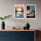 Kit 2 Quadros Decorativos Florida Miami 24x18cm - com vidro Kit 2 Quadros Decorativos Florida Miami 24x18cm - com vidro