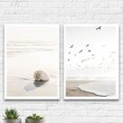 Kit 2 Quadros Decorativos Mar Nude 33x24cm - com vidro